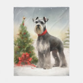 Schnauzer Dog in sneeuwkerst Fleece Deken (Voorkant)