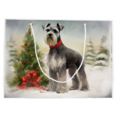 Schnauzer Dog in sneeuwkerst Groot Cadeauzakje (Achterkant)