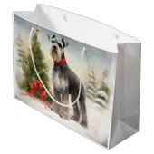 Schnauzer Dog in sneeuwkerst Groot Cadeauzakje (Achterkant Gekanteld)