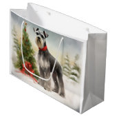 Schnauzer Dog in sneeuwkerst Groot Cadeauzakje (Voorkant Gekanteld)