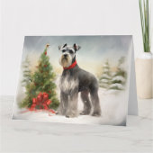 Schnauzer Dog in sneeuwkerst Kaart (Voorkant)