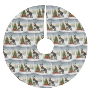 Schnauzer Dog in sneeuwkerst Kerstboom Rok