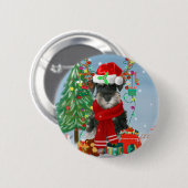 Schnauzer Dog in sneeuwkerst Ronde Button 5,7 Cm (Voorkant /achterkant)