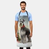 Schnauzer Dog in sneeuwkerst Schort (Gedragen)