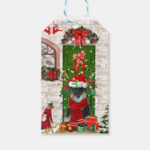 Schnauzer Dog Kerstmis Cadeaulabel (Achterkant)