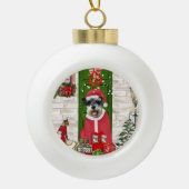 Schnauzer Dog Kerstmis Keramische Bal Ornament (Voorkant)