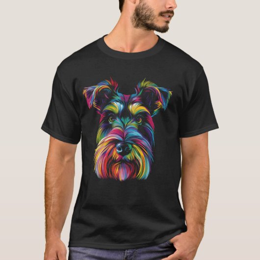 Schnauzer Dog Popart T-shirt (Voorkant)