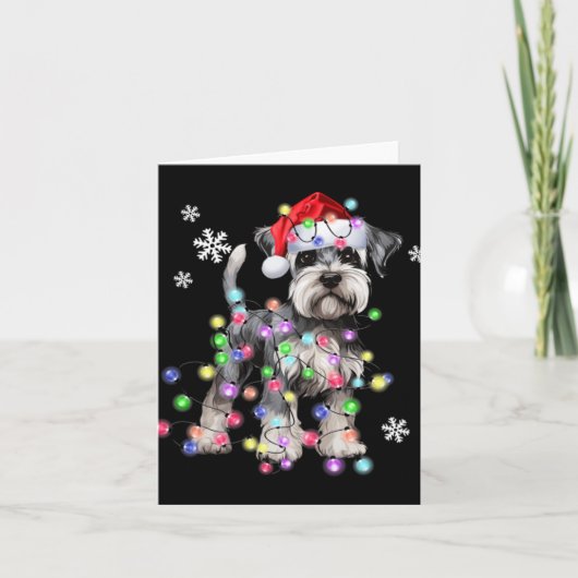 Schnauzer Dog Reindeer Christmas Lights Ugly Xmas Kaart (Voorkant)
