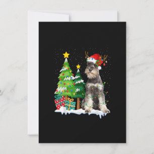 Schnauzer Dog Santa Hat Reindeer Kerstlampjes Kaart