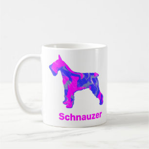 Schnauzer Dog Silhouette Crazy Hot Pink Mok