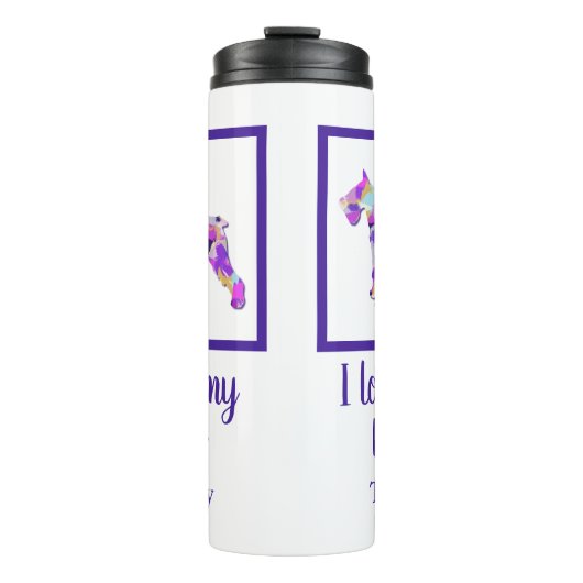 Schnauzer Dog Silhouette Leuke Paarse PY&B Thermosbeker (Voorkant)