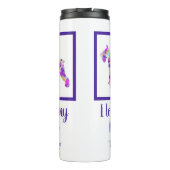 Schnauzer Dog Silhouette Leuke Paarse PY&B Thermosbeker (Achterkant)