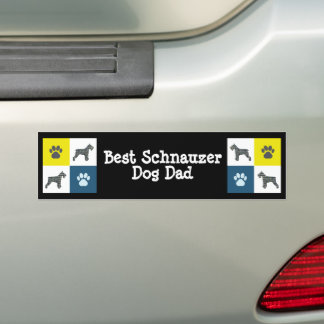 Schnauzer Dog Silhouette Yellow & Blue Grid Bumpersticker