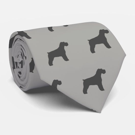 Schnauzer Dog Silhouettes Pattern Gray Stropdas (Opgerold)