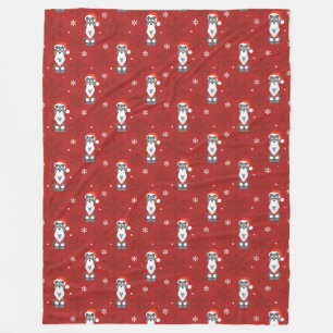 Schnauzer Dog Snowflake Pattern Red Fleece Deken