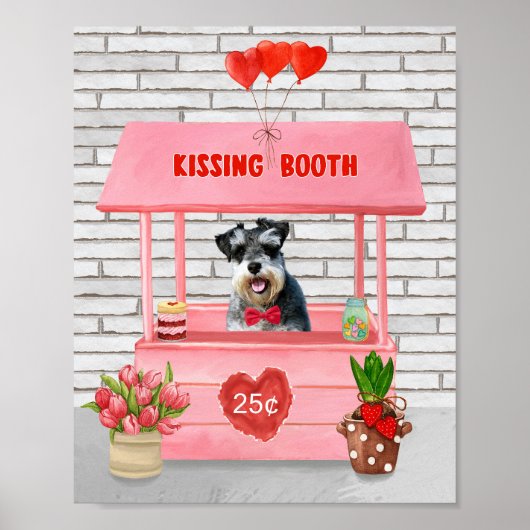 Schnauzer Dog Valentijnsdag Kissing Booth Poster (Voorkant)
