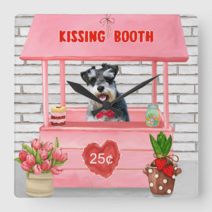 Schnauzer Dog Valentijnsdag Kissing Booth Vierkante Klok