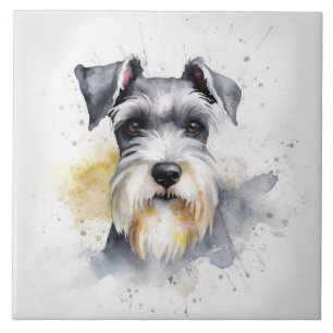 Schnauzer Dog, Waterverf huisdieren Tegeltje