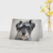 Schnauzer Dog Wenskaart Kaart (Gele Bloem)