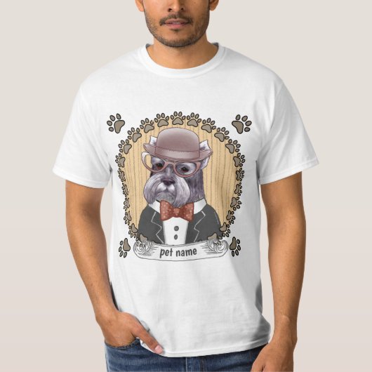 Schnauzer draagt een bril t-shirt (Voorkant)