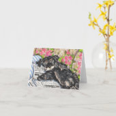 Schnauzer Dreams Print Kaart (Gele Bloem)
