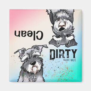 Schnauzer duo Clean Dirty Vaatwasser Magnet Magneet