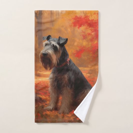 Schnauzer en automne Leaves Fall Inspire (Serviette à main)