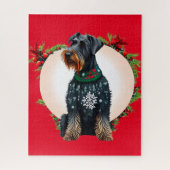 Schnauzer géant de Noël dans un puzzle laide (Vertical)
