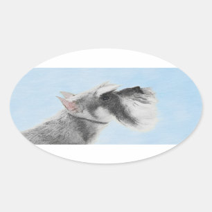 Schnauzer (Giant, Standard) schilderen - Dog Art Ovale Sticker