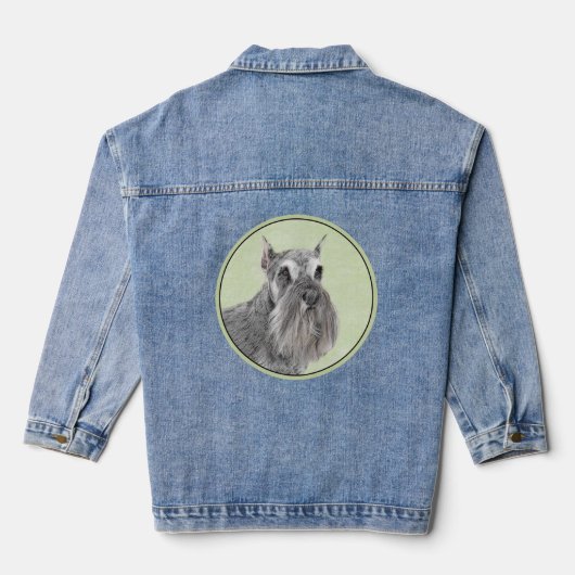 Schnauzer (Giant, Standard) Schnauzer - Dog Art Denim Jacket (Achterkant)