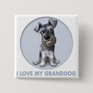 Schnauzer Granddog Vierkante Button 5,1 Cm
