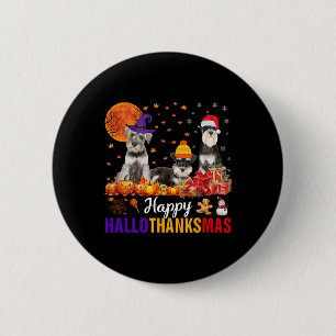 Schnauzer Hallothanksmas Halloween Thanksgiving Xm Ronde Button 5,7 Cm