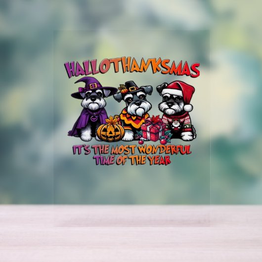 Schnauzer Halloween Thanksgiving Christmas Classic Acryl Bord (Neutraal)