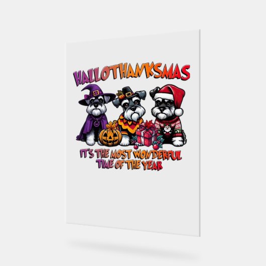 Schnauzer Halloween Thanksgiving Christmas Classic Acryl Bord (Hoek)