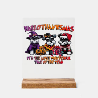 Schnauzer Halloween Thanksgiving Christmas Classic Acryl Bord
