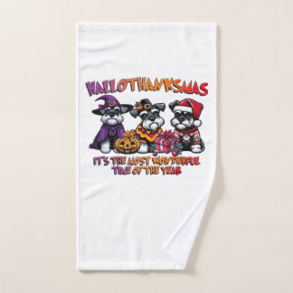 Schnauzer Halloween Thanksgiving Christmas Classic Handdoek