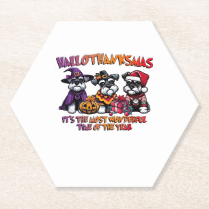 Schnauzer Halloween Thanksgiving Christmas Classic Kartonnen Onderzetters