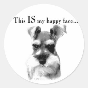 Schnauzer Happy Face Ronde Sticker