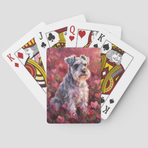 Schnauzer Hartvormige Wilde Bloemen Pokerkaarten