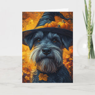 Schnauzer Heks Halloween Feestdagen Kaart