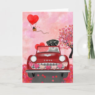 Schnauzer-hond auto met harten Valentijnsdag Kaart