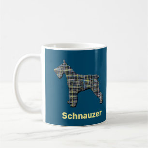 Schnauzer Hond Geel & Zwart Raster Lijn Blauw Koffiemok