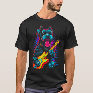 Schnauzer hond gitaar t-shirt