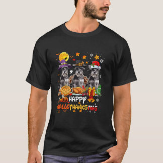 Schnauzer hond Happy Halloween Thanksgiving Merry T-shirt