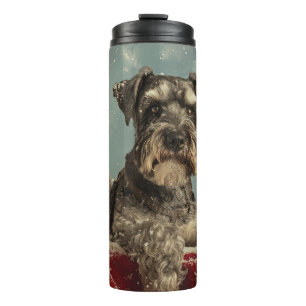 Schnauzer Hond Kerst Feestelijk Thermosbeker