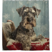Schnauzer Hond Kerstfeest Douchegordijn (Voorkant)