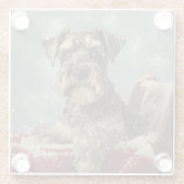 Schnauzer Hond Kerstfeest Glazen Onderzetter (Achterkant)