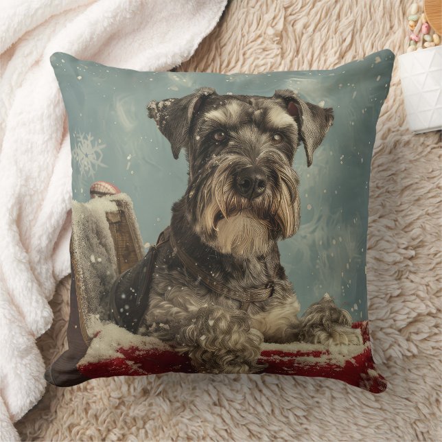 Schnauzer Hond Kerstfeest Kussen (Deken)