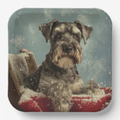 Schnauzer Hond Kerstfeest Papieren Bordje (Voorkant)