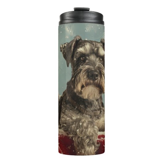 Schnauzer Hond Kerstfeest Thermosbeker (Voorkant)